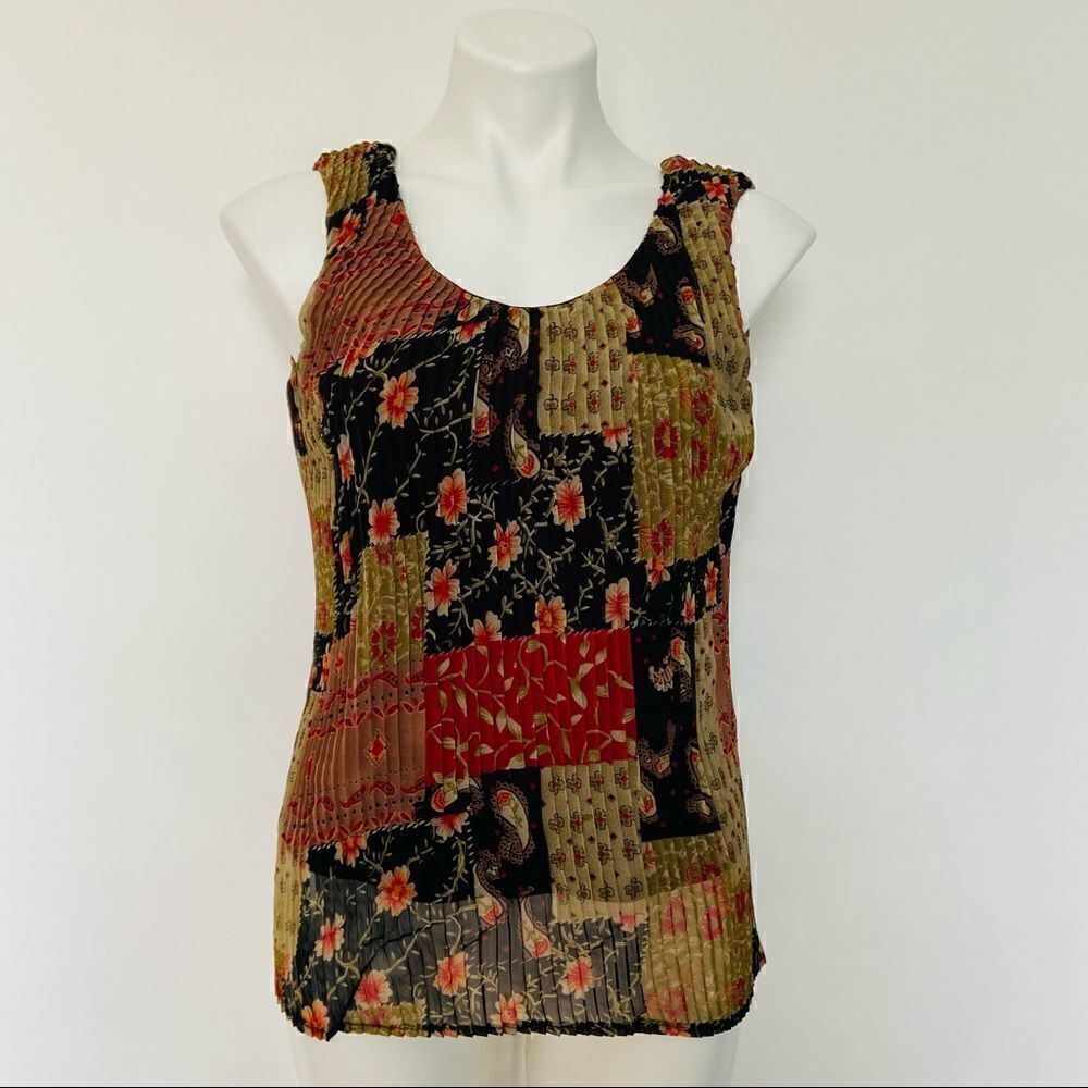 Y2K Pleated Mesh Texture Patchwork Tank top - Picture 6 of 8